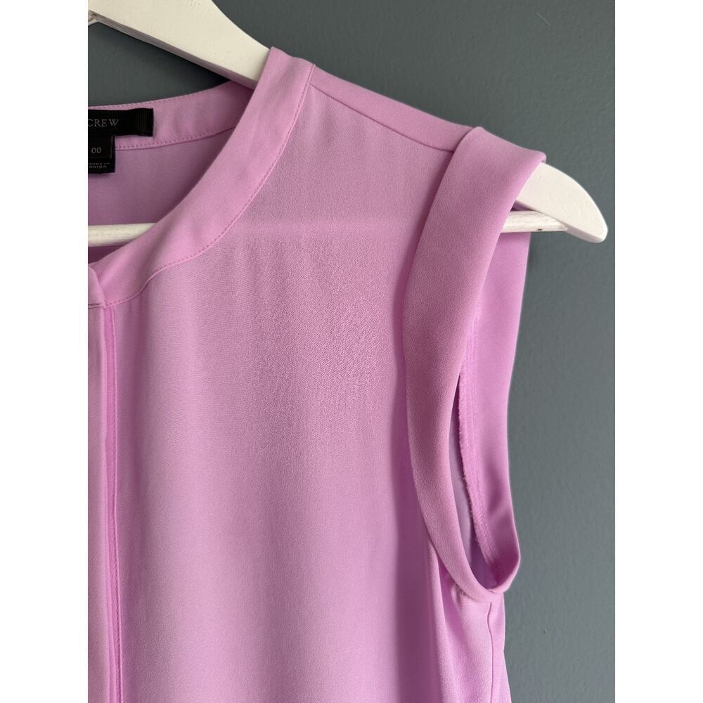 J.Crew Womens 00 Pink Chiffon Blouse Sleeveless Hidden Button Placket Top Office - Picture 5 of 9